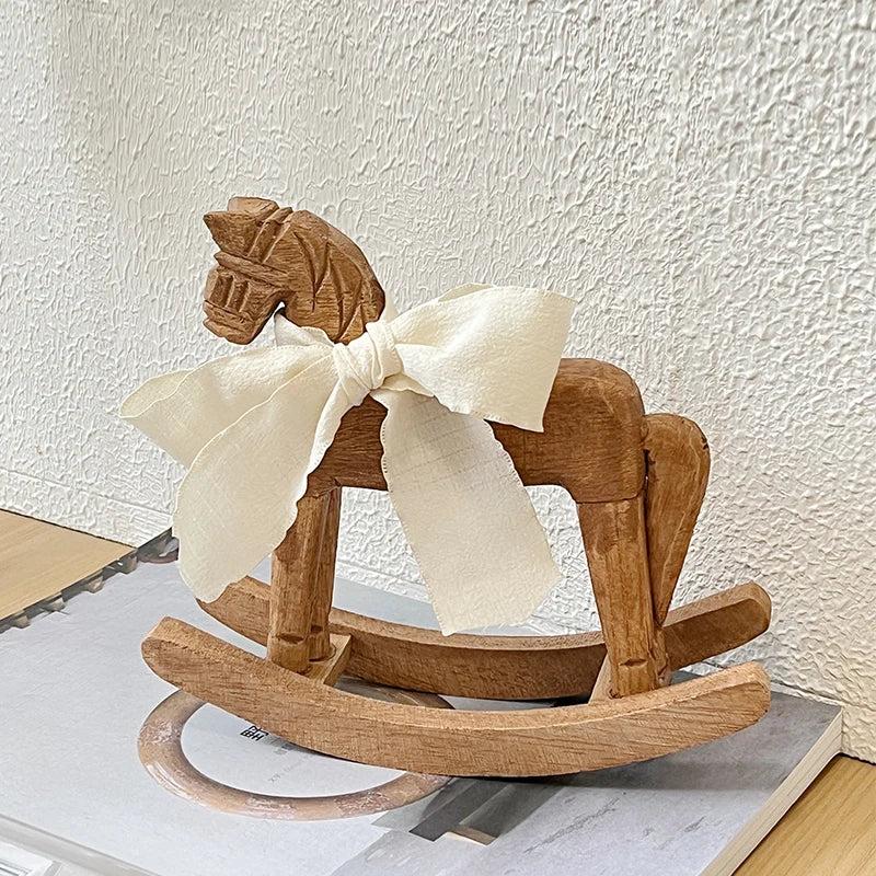 Cheval à bascule vintage fait main  bois papillon  