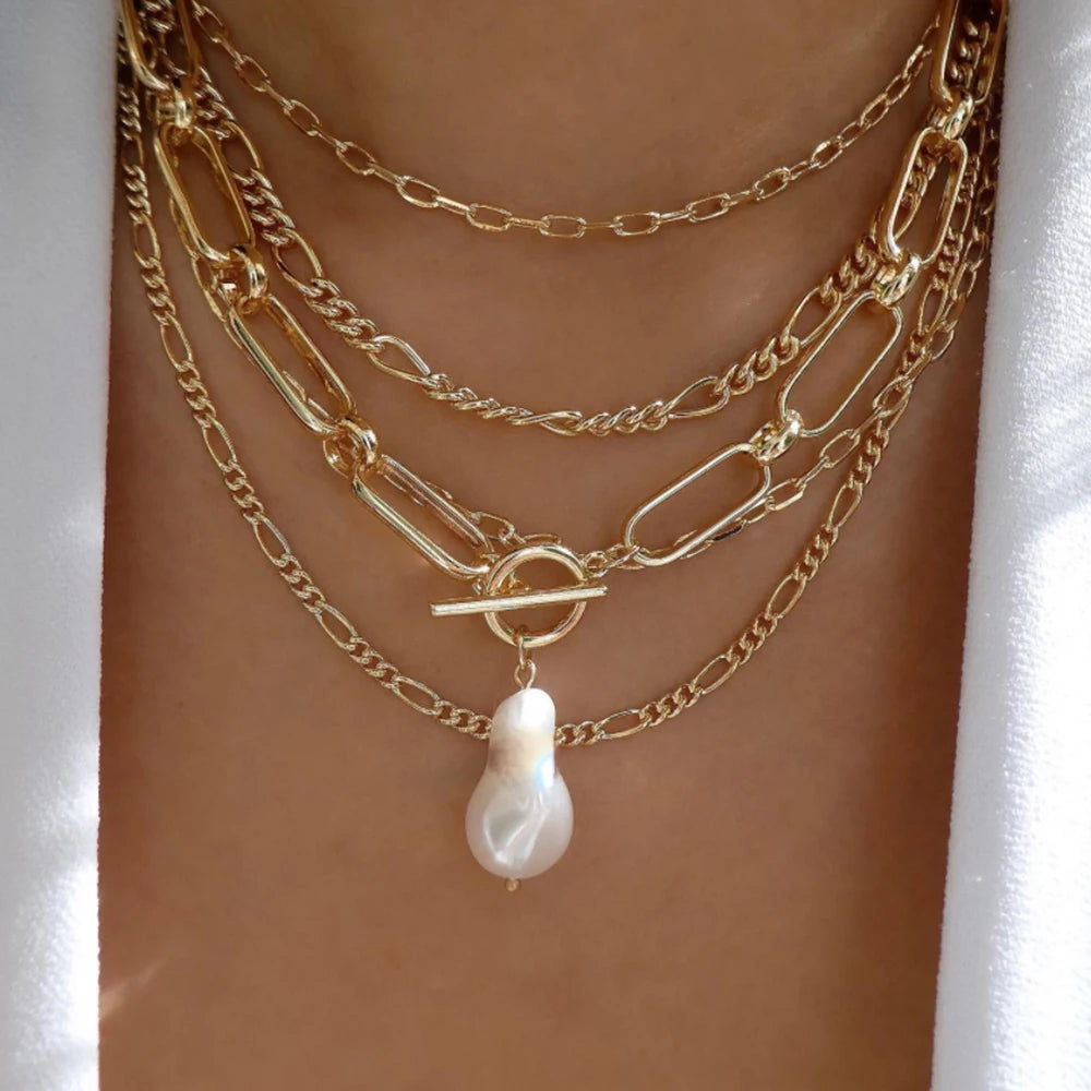 Collier vintage doré perle