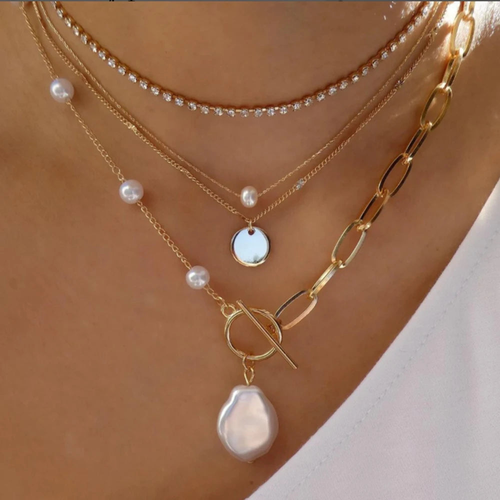 Collier vintage perle doré