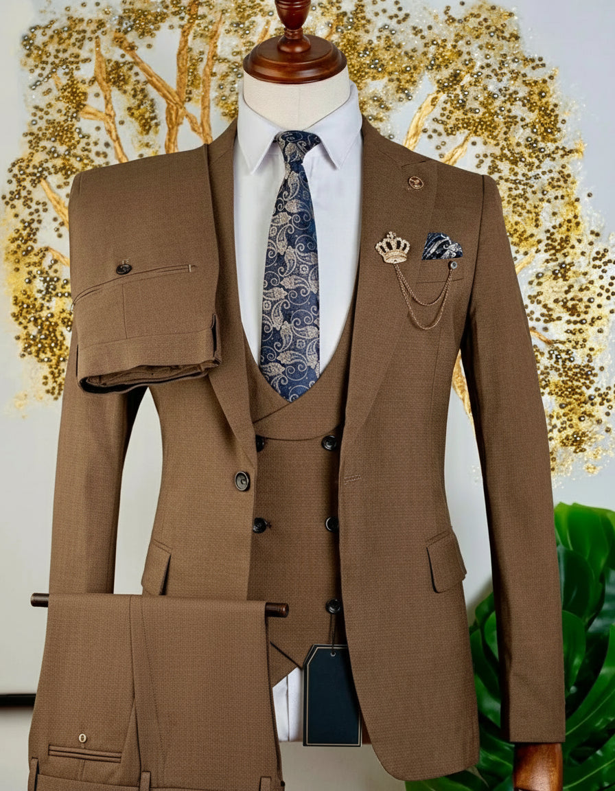 Costume 3 pièces marron vintage