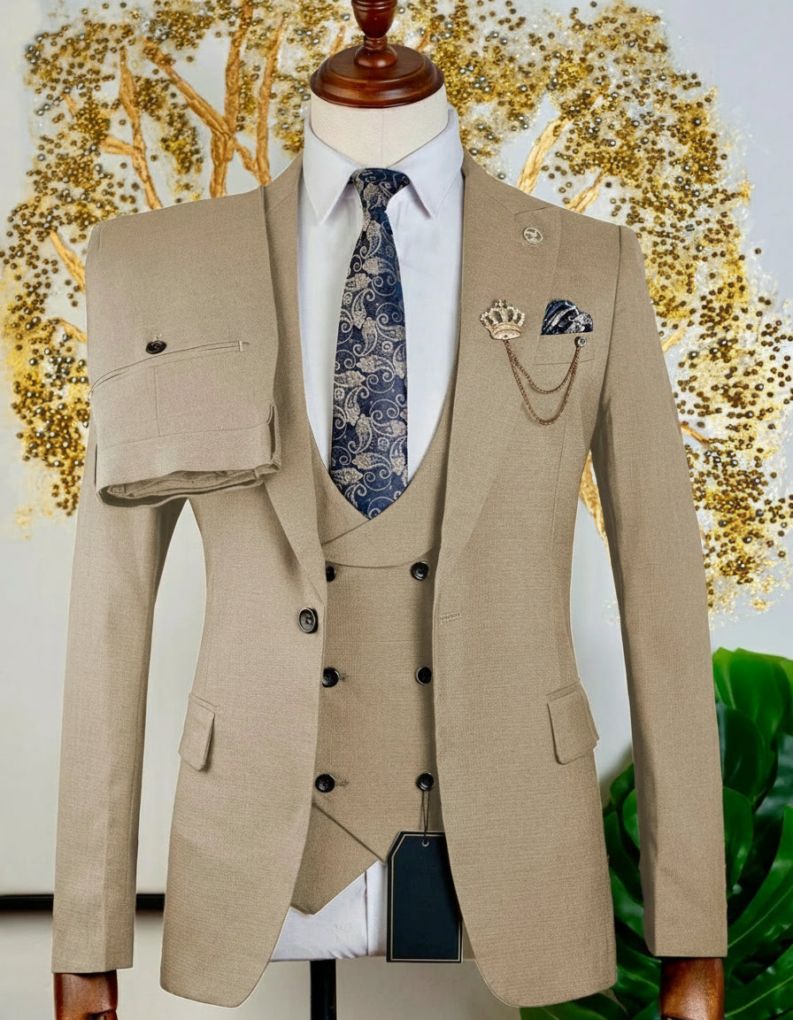 Costume 3 pièces marron vintage  beige 