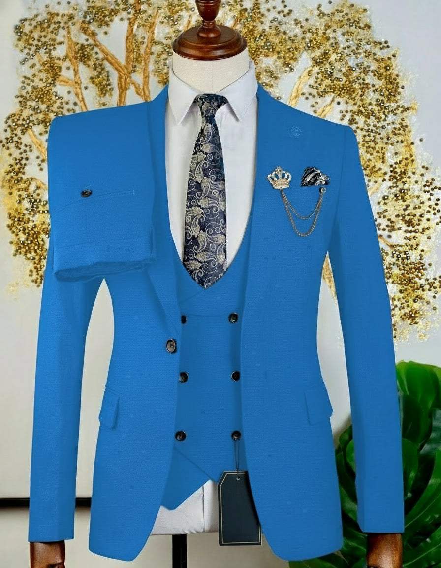 Costume 3 pièces marron vintage bleu  