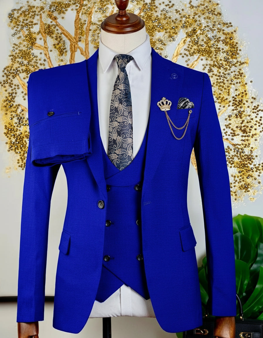 Costume 3 pièces marron vintage  bleu roi 