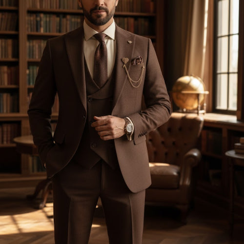 Costume 3 pièces marron vintage   bureau 