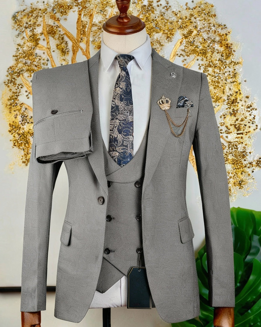 Costume 3 pièces marron vintage   hommes