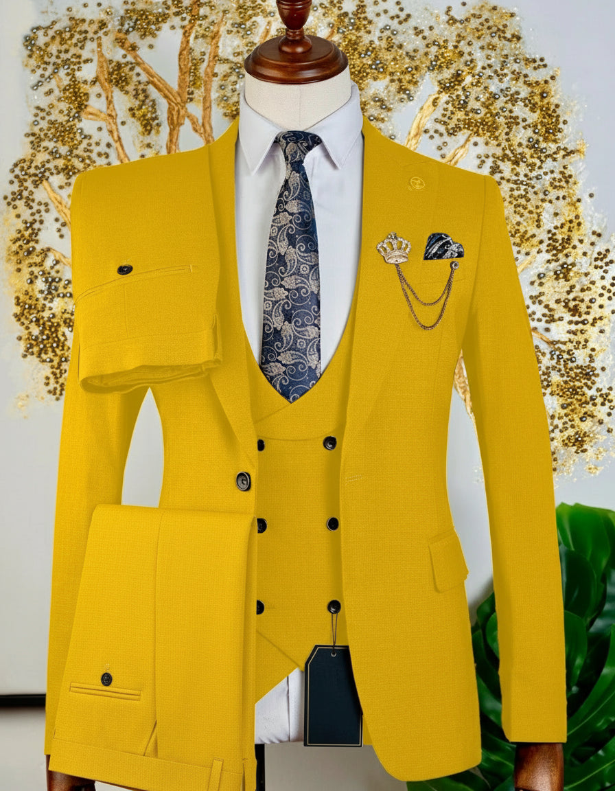 Costume 3 pièces marron vintage  jaune 