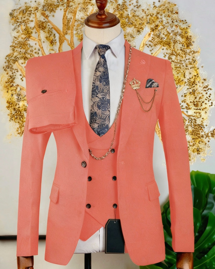 Costume 3 pièces marron vintage   orange