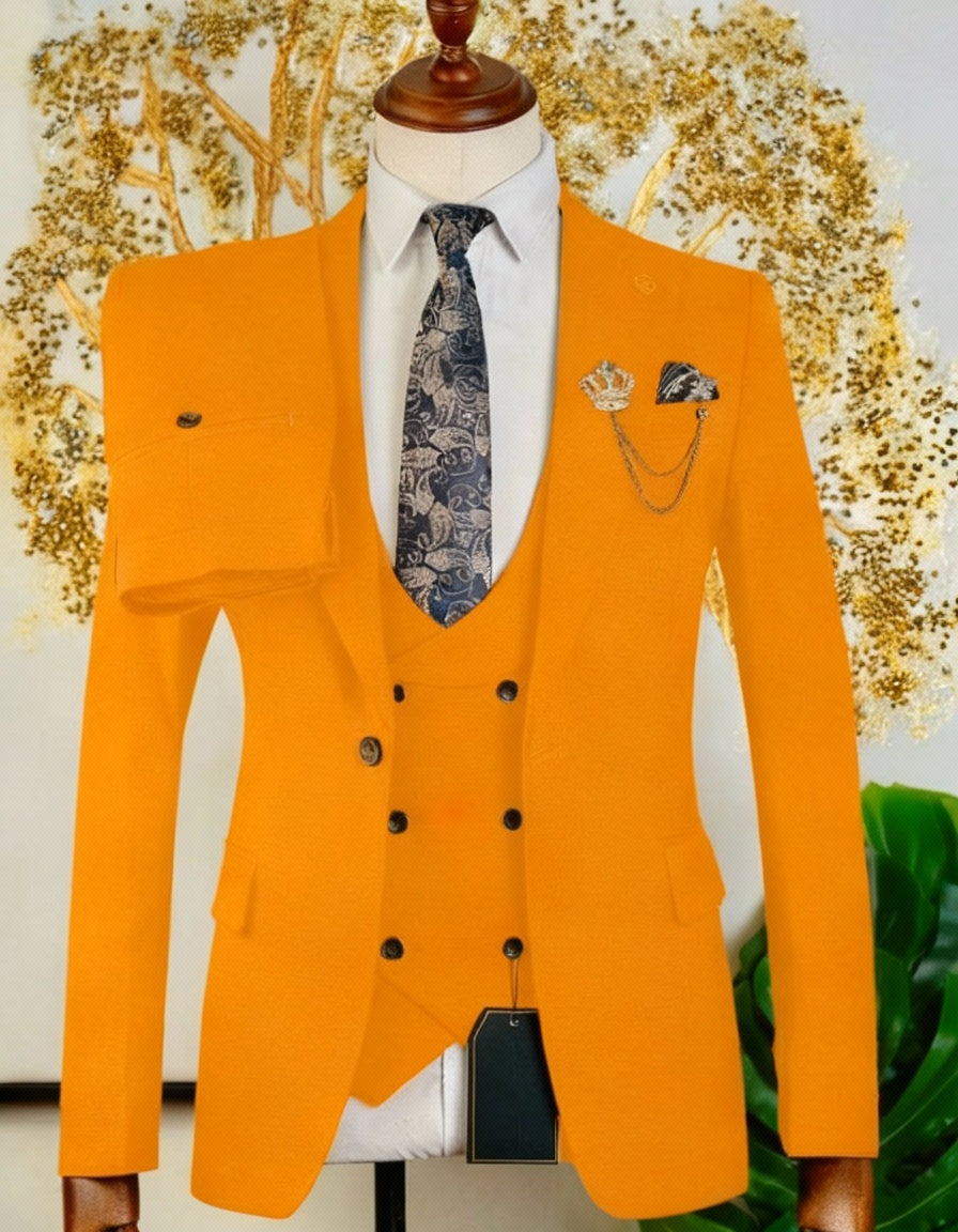 Costume 3 pièces marron vintage  orange clair 