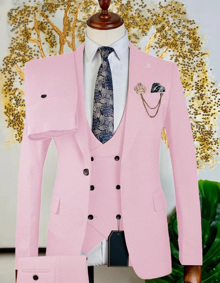 Costume 3 pièces marron vintage  rose 