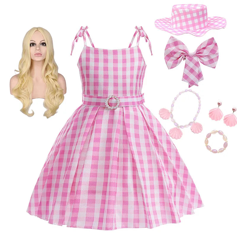 Costume fille Barbie vintage rose poupée