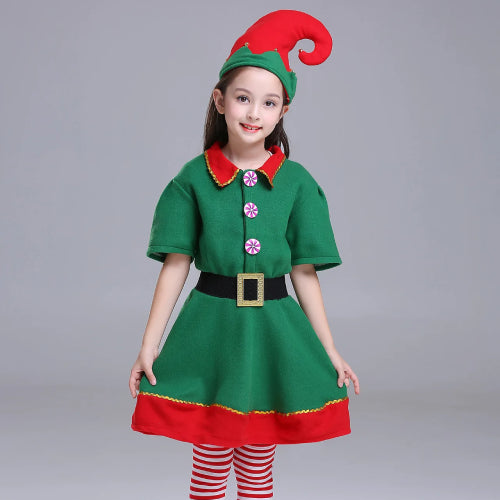 Costume lutin vintage fond gris fille 