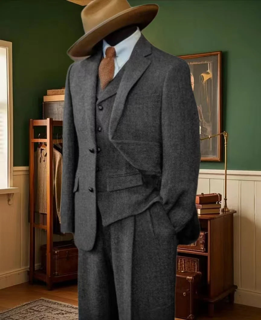 Costumes d'affaire vintage gris 