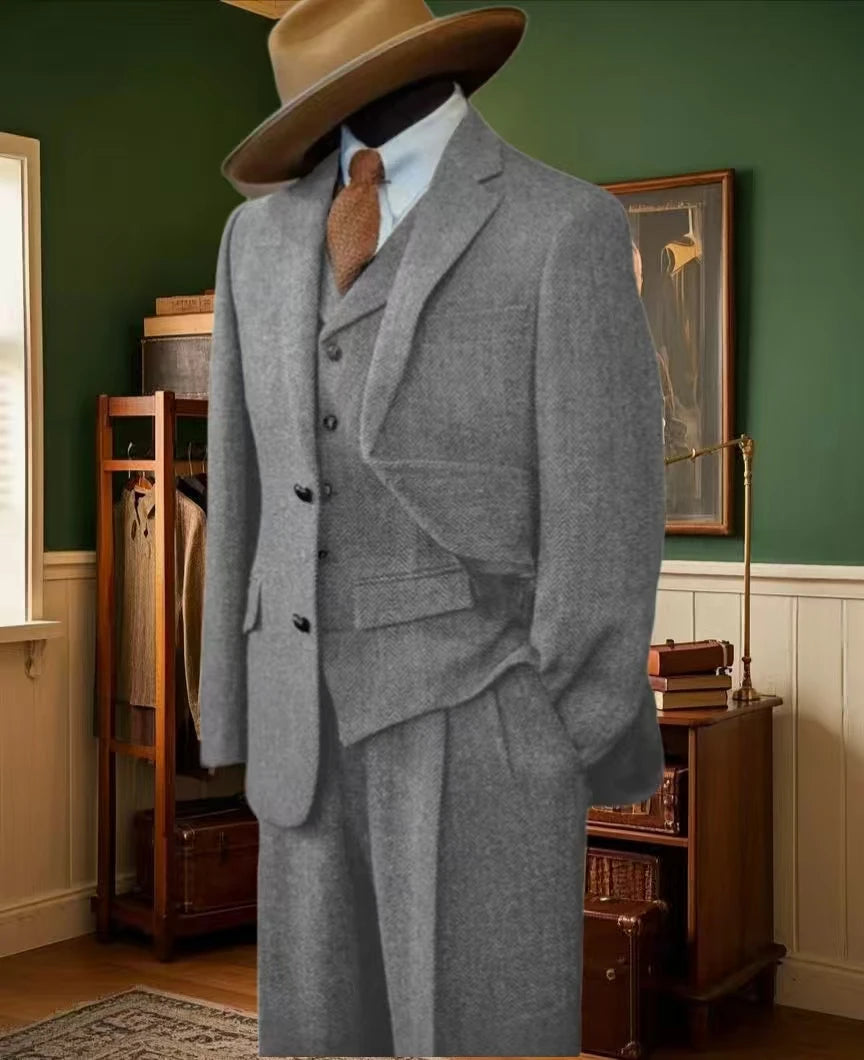 Costumes d'affaire vintage gris clair 