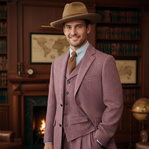 Costumes d'affaire vintage rose homme 