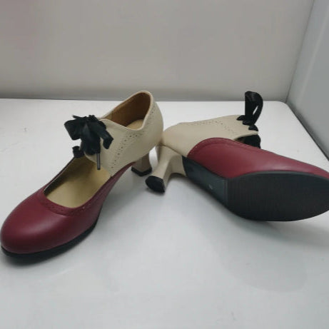 Escarpins vintage femme noire bordeaux
