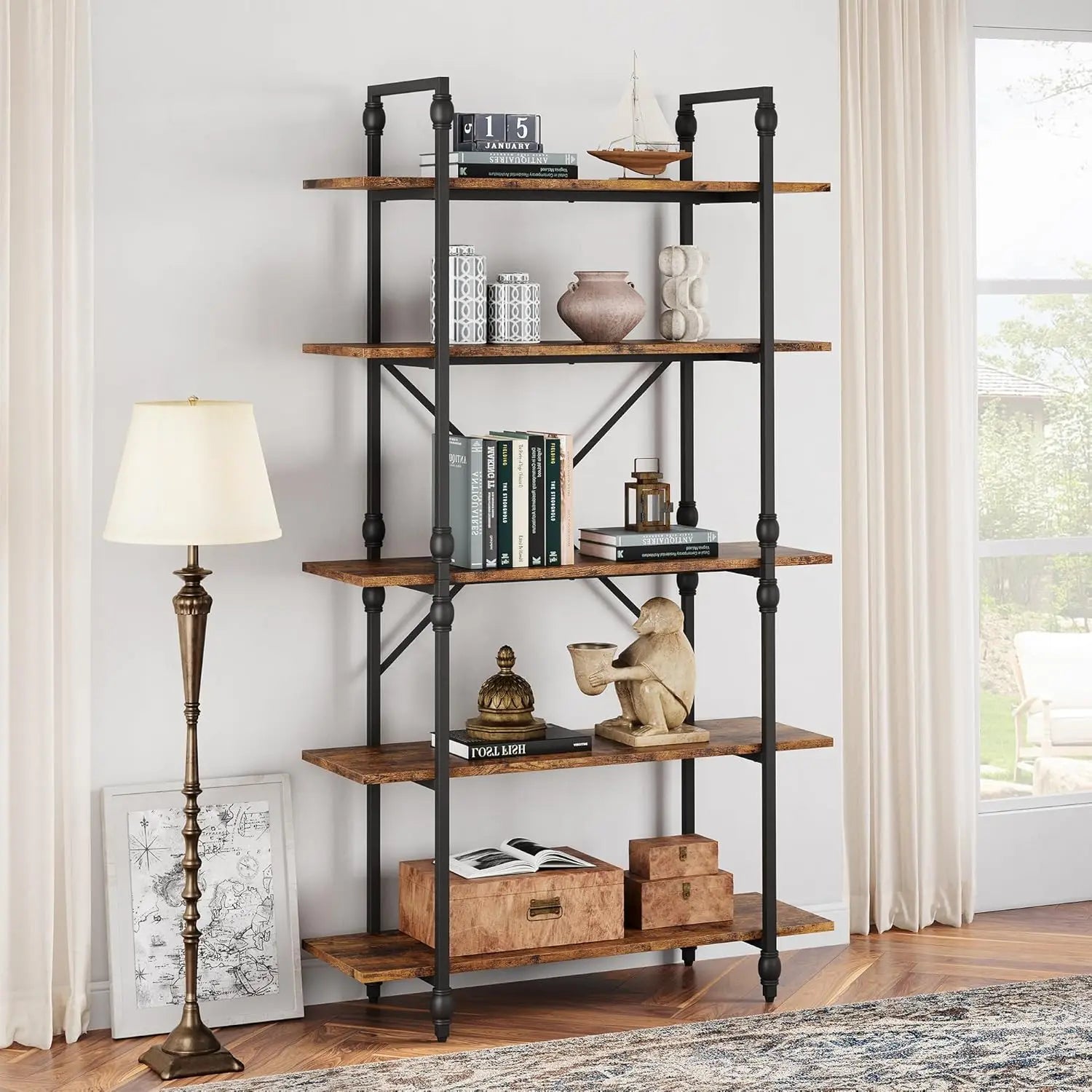 Etagère industrielle vintage mur blanc