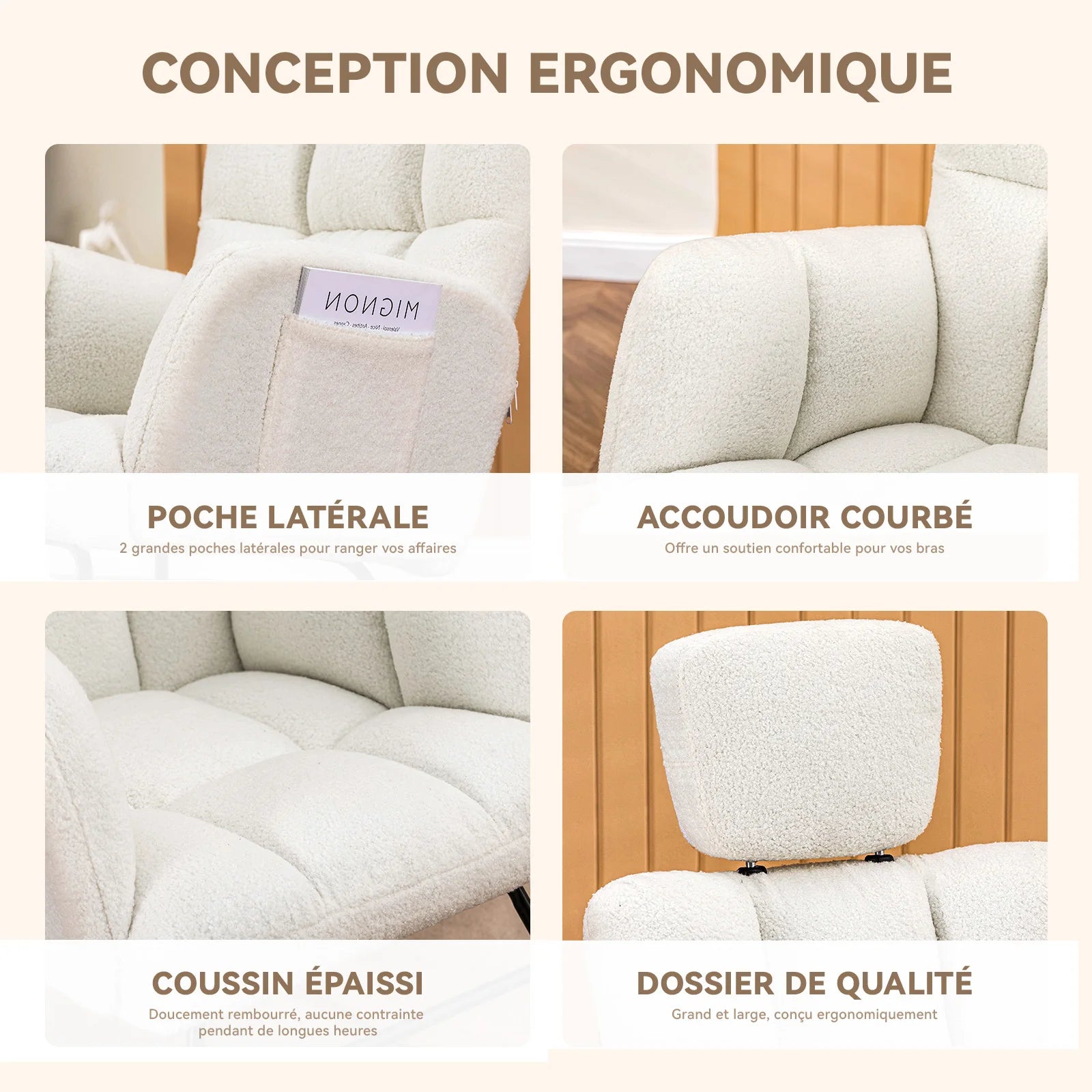Fauteuil à bascule relax détails