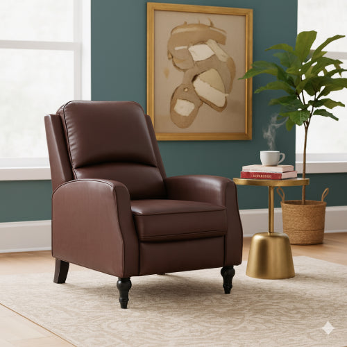 Fauteuil en cuir marron vintage salon 