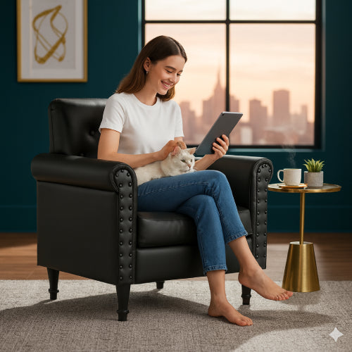 Fauteuil en cuir vintage fille 