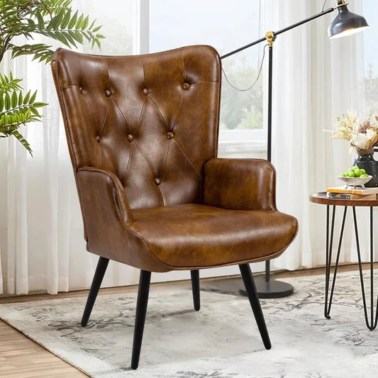 Fauteuil scandinave similicuir rétro