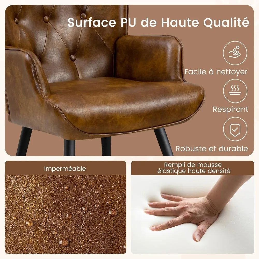 Fauteuil scandinave similicuir rétro  imperméable