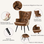 Fauteuil scandinave similicuir rétro - Vignette | StyleVintage™ 