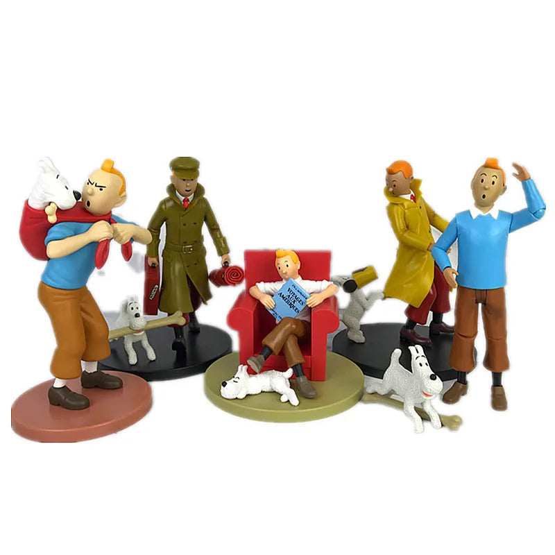 Figurine Tintin vintage fait main fond blanc 