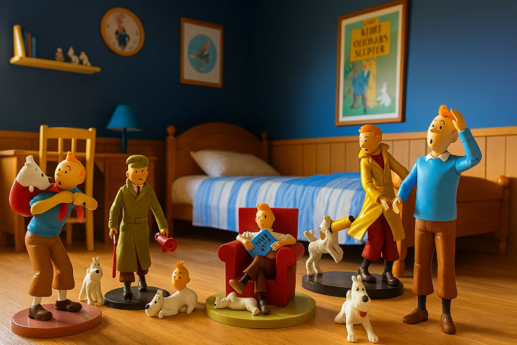 Figurine Tintin vintage fait main lit 