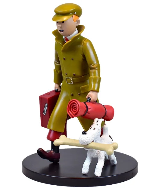 Figurine Tintin vintage fait main manteau kaki