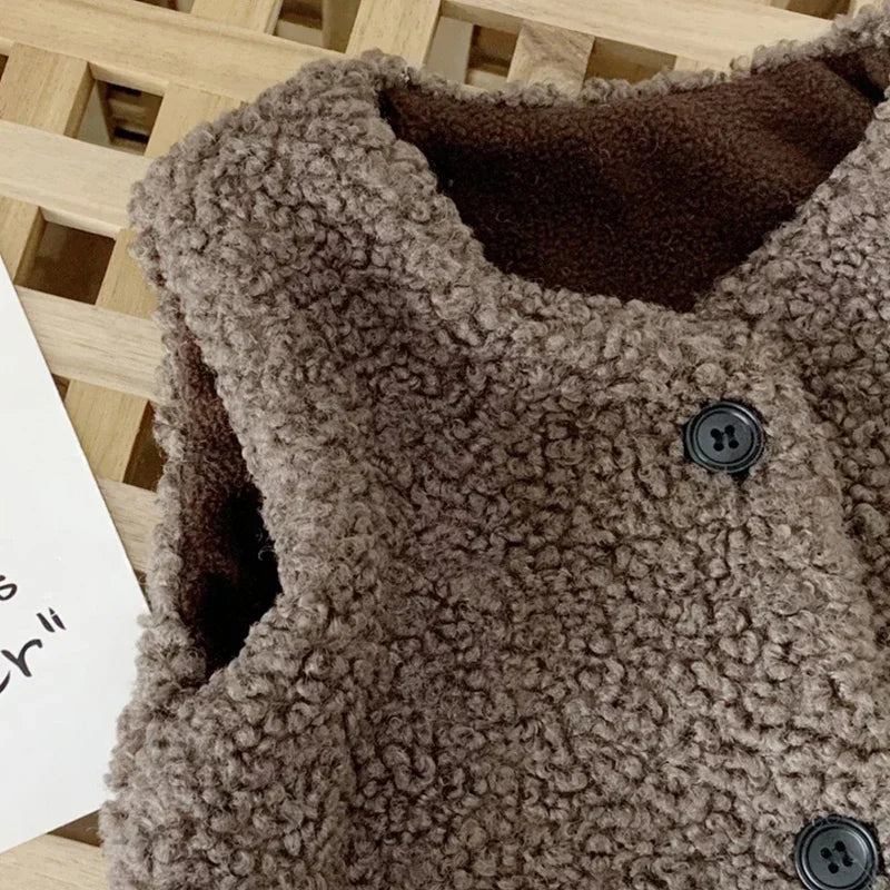 Gilet sans manche vintage marron bouton