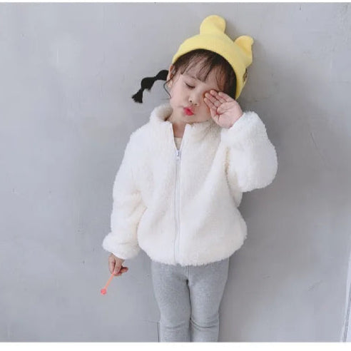 Gilet vintage automne/hiver blanc fille