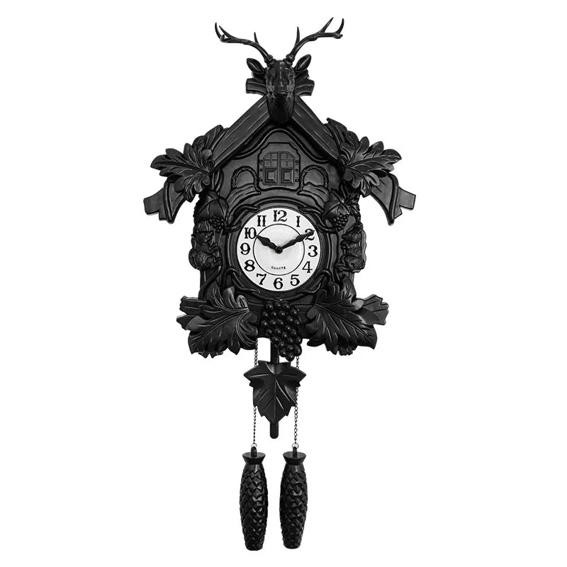 Horloge suspendue tête de cerf vintage  noir