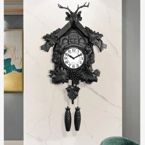 Horloge suspendue tête de cerf vintage   noir blanc 