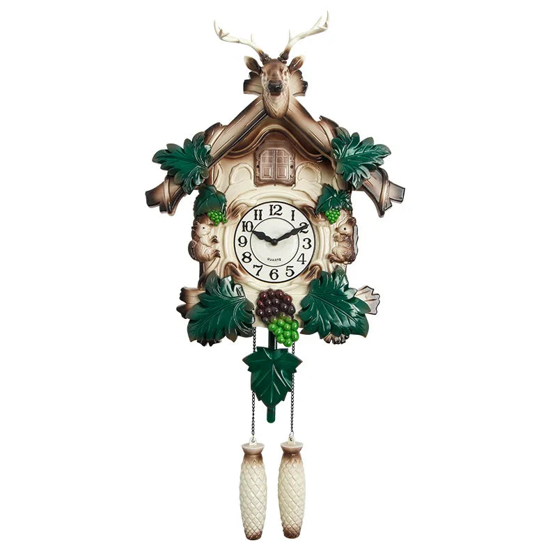 Horloge suspendue tête de cerf vintage  vert