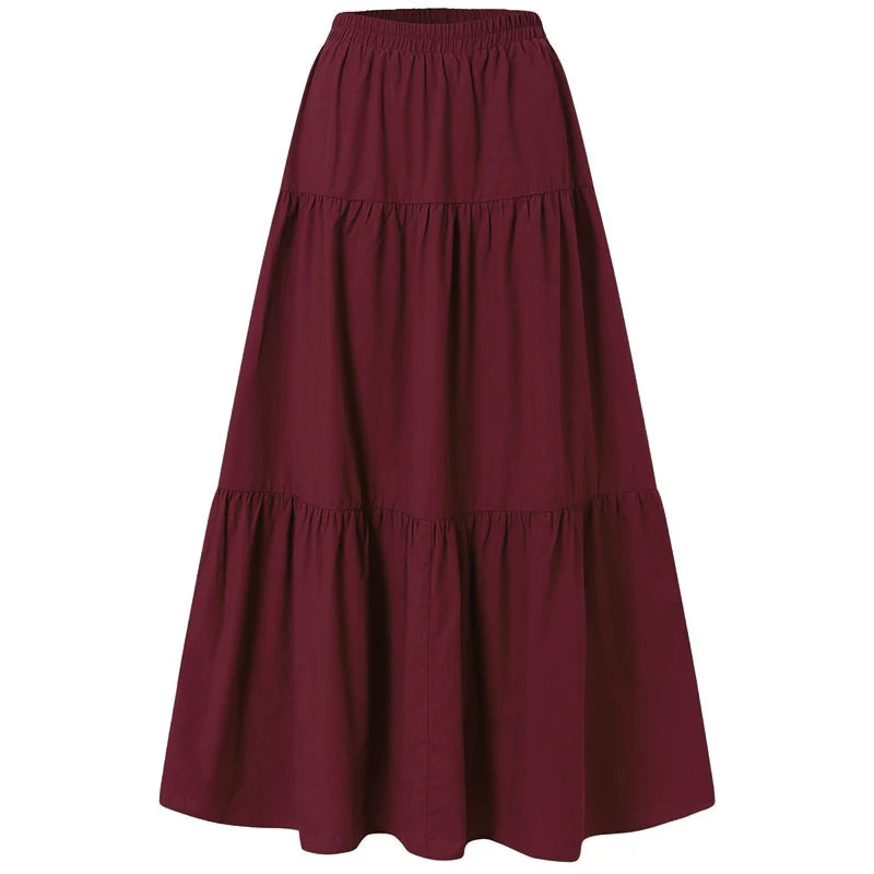 Jupe vintage longue rouge bordeau