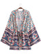 Kimono court vintage bleu blanche