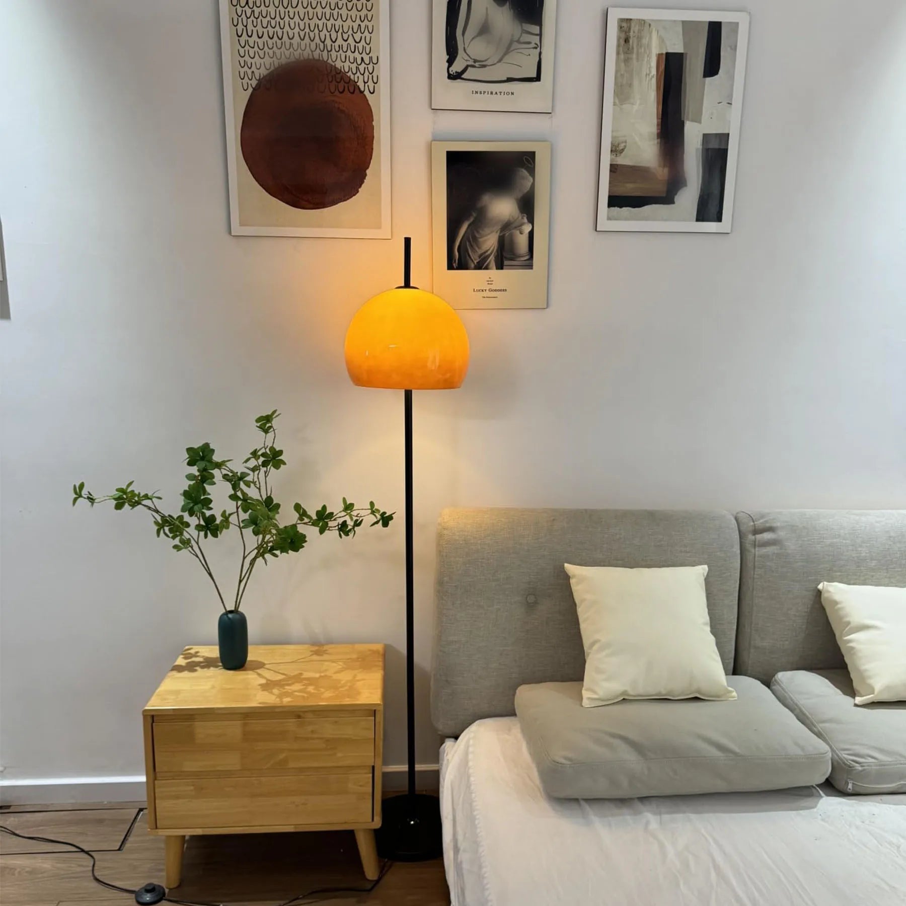 Lampadaire orange vintage lit