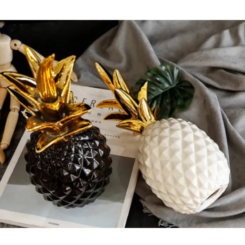 Lampe ananas vintage blanc noir 