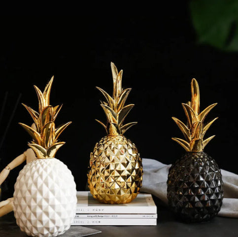 Lampe ananas vintage doré blanc