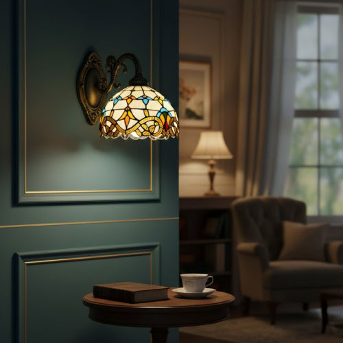 Lampe applique vintage Tiffany style café 