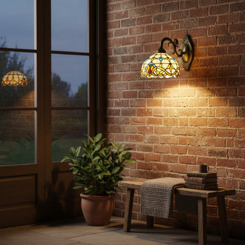 Lampe applique vintage Tiffany style jaune 