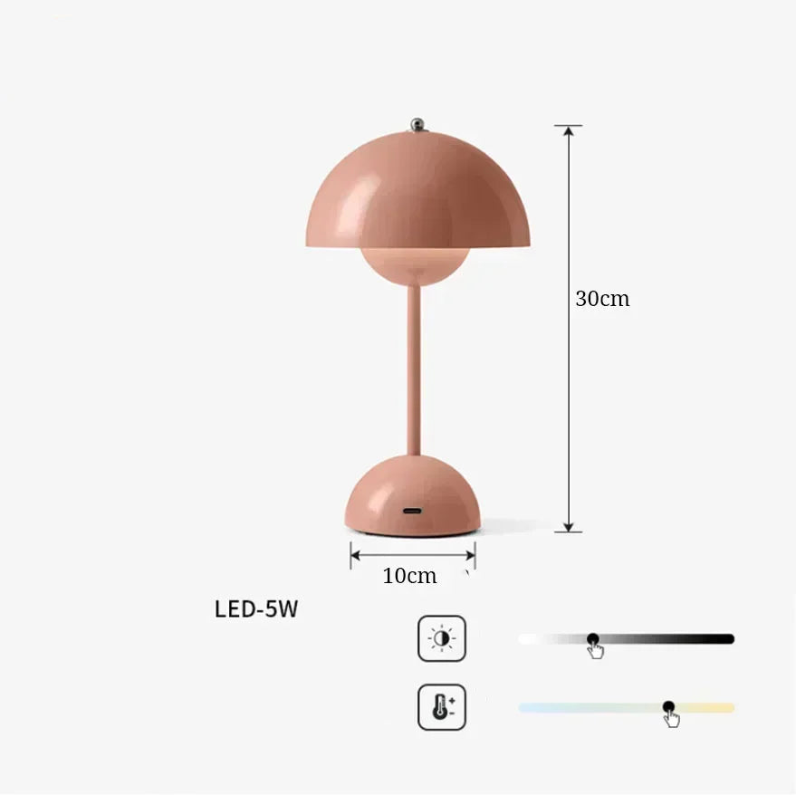 Lampe de table champignon vintage  rose