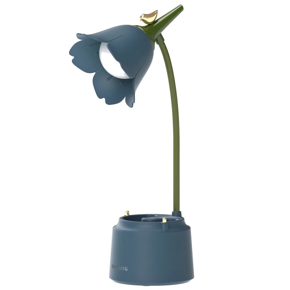Lampe en fleur vintage bleu