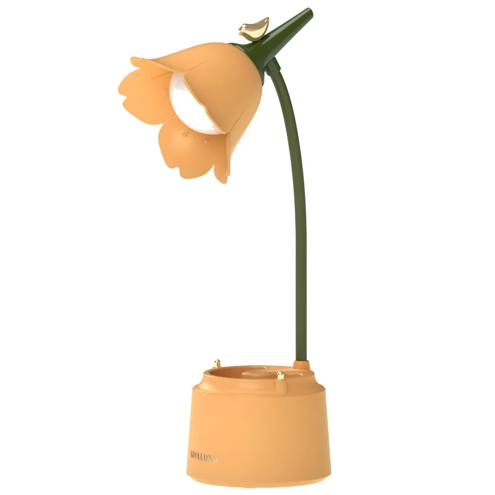 Lampe en fleur vintage jaune