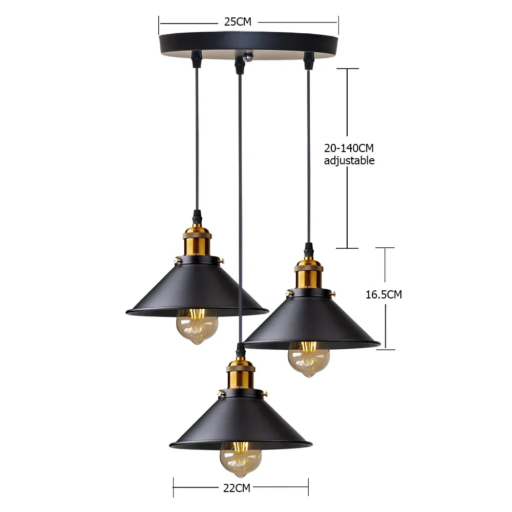 Lampe industrielle vintage trio