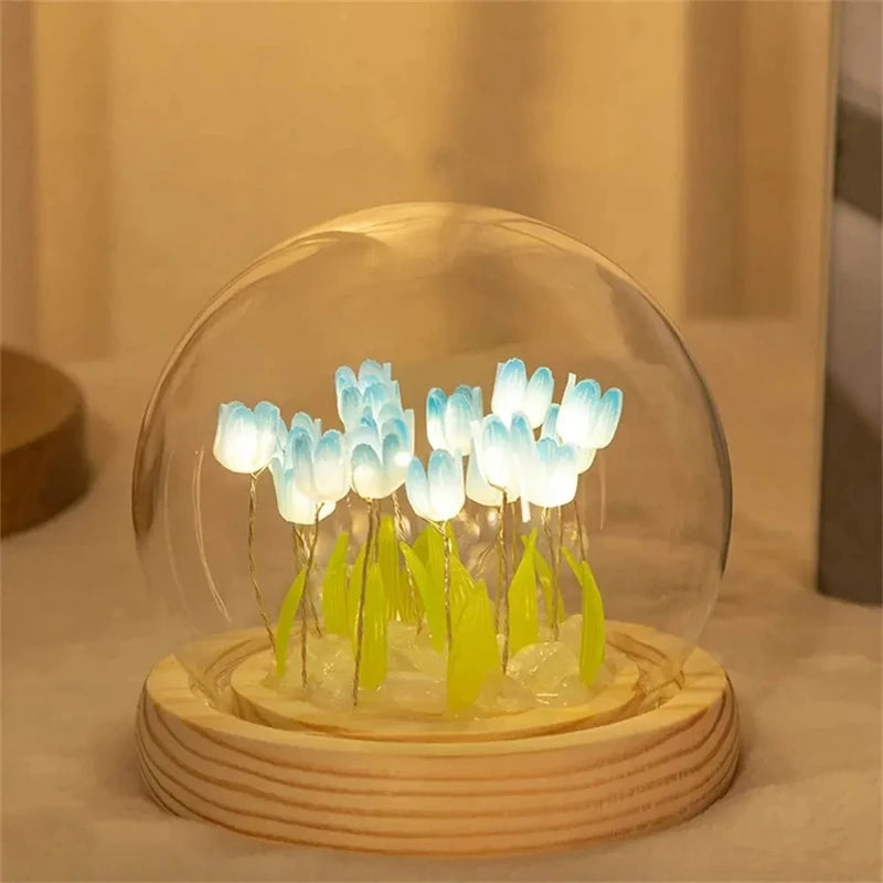 Lampe tulipe vintage bleu