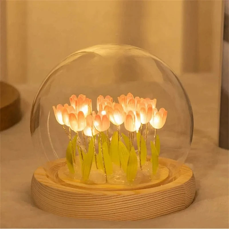 Lampe tulipe vintage rose