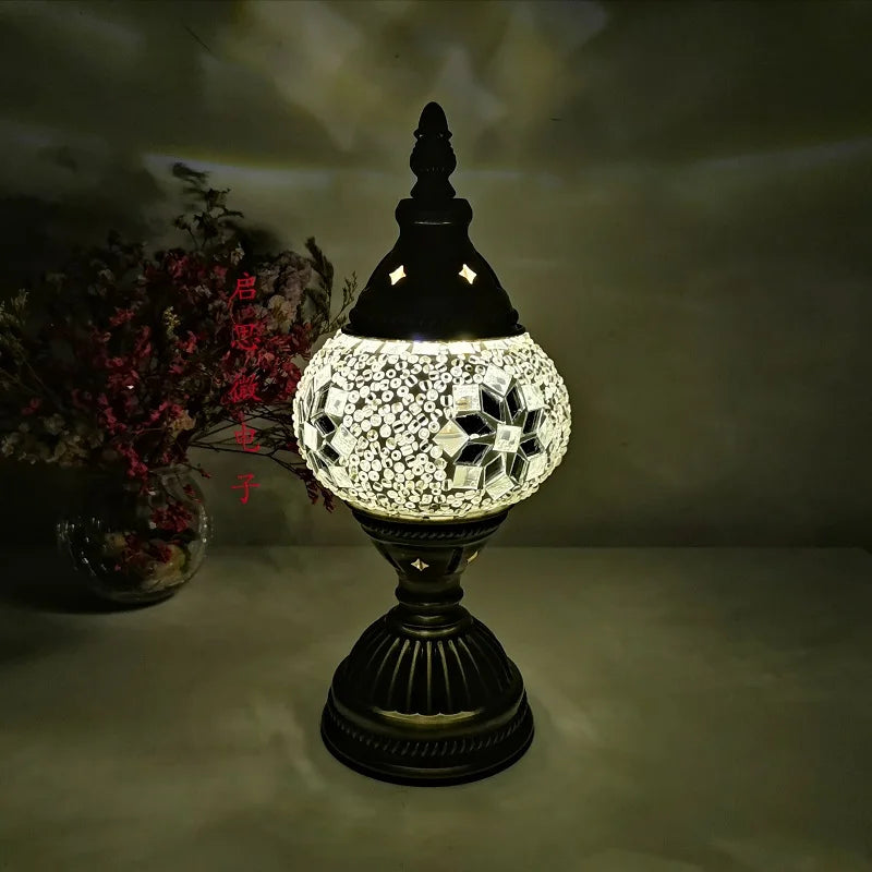 Lampe vintage style turque fait main blanc 