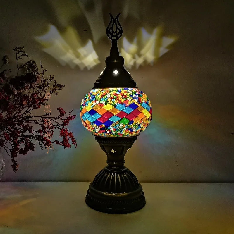 Lampe vintage style turque fait main couleurs 