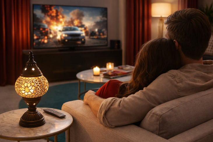 Lampe vintage style turque fait main couple 